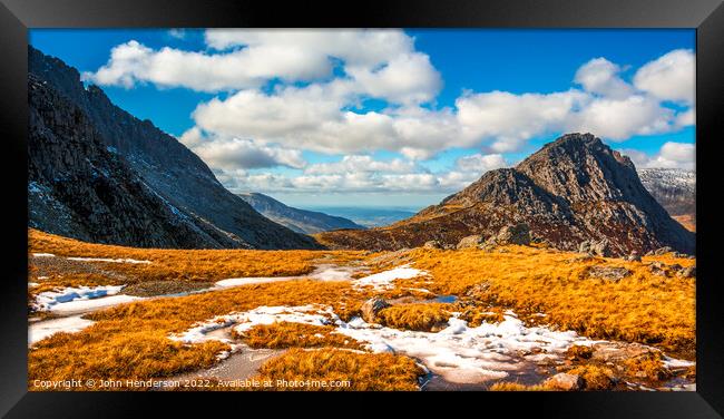 Tryfan and the Bristly Ridge. Framed Print by John Henderson