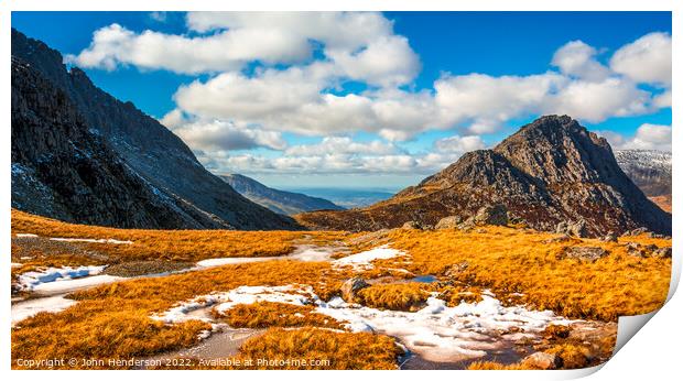 Tryfan and the Bristly Ridge. Print by John Henderson