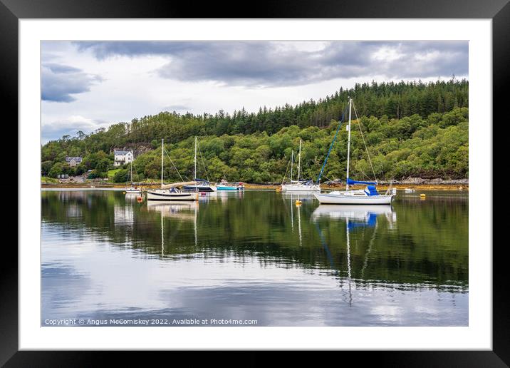 Yachts moored at Salen Jetty, Ardnamurchan Framed Mounted Print by Angus McComiskey