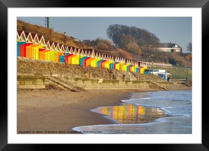 Scarborough Beach Huts Reflection Framed Mounted Print by Alison Chambers