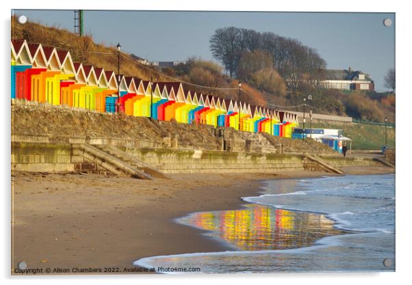 Scarborough Beach Huts Reflection Acrylic by Alison Chambers