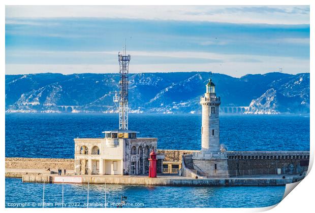 Harbor Lighthouse Buildings Marseille France Print by William Perry