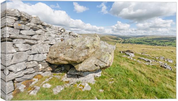 Glacial erratic in a wall.  Canvas Print by Mark Godden
