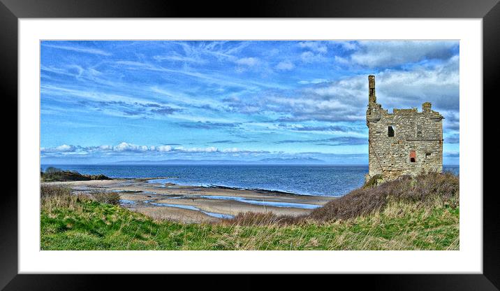 Greenan Castle view to Arran Framed Mounted Print by Allan Durward Photography