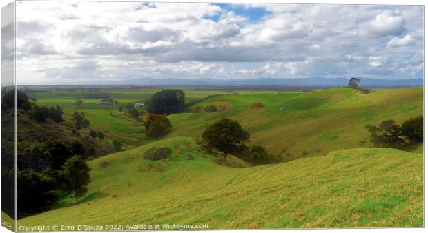 The low hills of a beautiful New Zealand landscape Canvas Print by Errol D'Souza