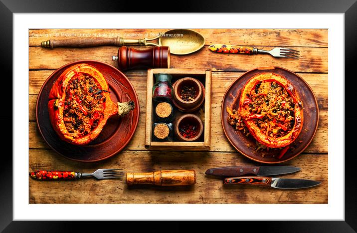Baked squash with minced meat and quinoa Framed Mounted Print by Mykola Lunov Mykola