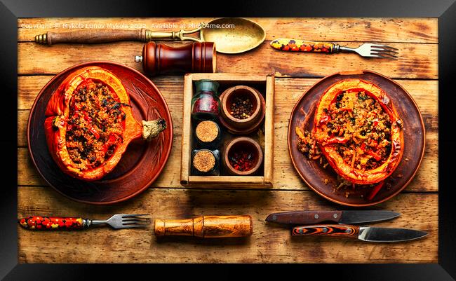 Baked squash with minced meat and quinoa Framed Print by Mykola Lunov Mykola