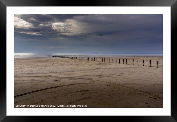 Overcast day on Brean Beach, Somerset Framed Mounted Print by Michael Shannon