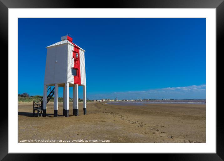 The wooden lighthouse on the beach near Burnham on Framed Mounted Print by Michael Shannon