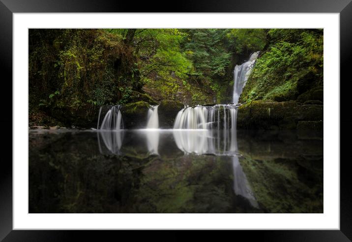 Waterfall reflection Framed Mounted Print by Leighton Collins