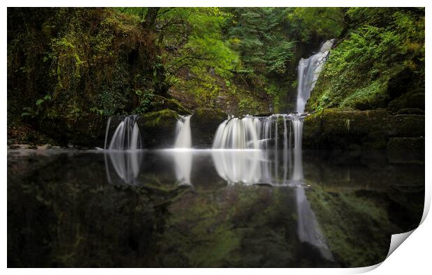 Waterfall reflection Print by Leighton Collins