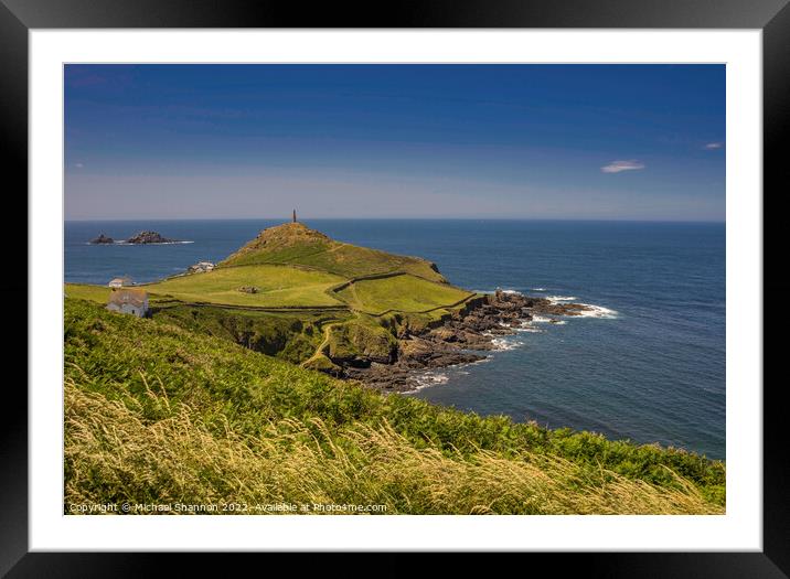 View of Cape Cornwall, approaching from the north Framed Mounted Print by Michael Shannon