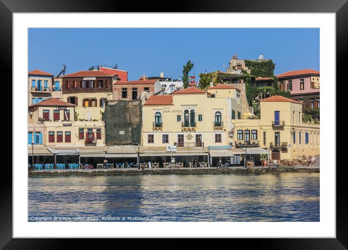 Waterfront restaurant by the old Venetian harbour  Framed Mounted Print by Kevin Hellon
