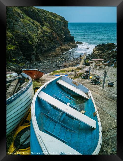 Small fishing boats, Church Cove, Cornwall Framed Print by Michael Shannon
