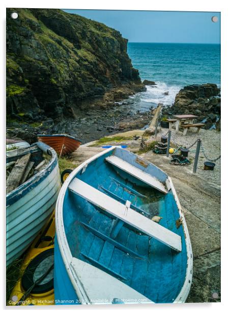 Small fishing boats, Church Cove, Cornwall Acrylic by Michael Shannon