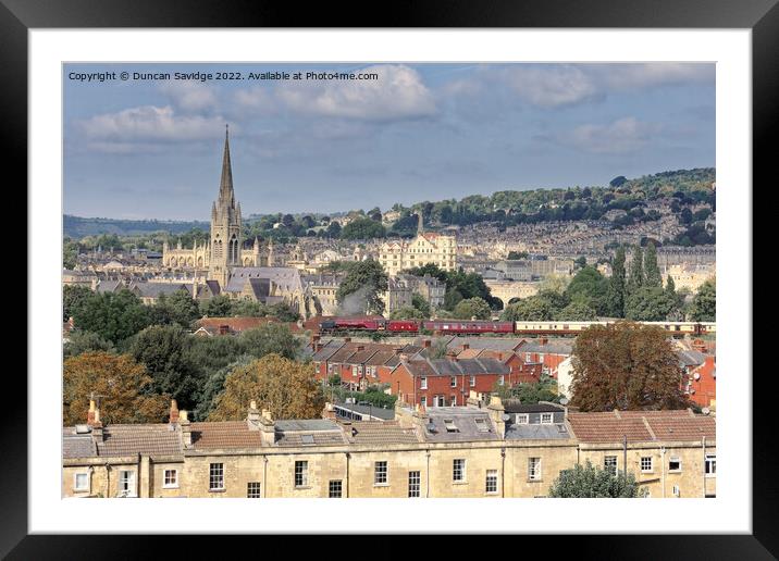 LMS Princess Coronation class 6233 “Duchess of Sutherland” passes through Bath in glorious early Autumn sunshine deputising for the Clan Line on the Belmond British Pullman’ from London Victoria to Bath Spa / Bristol Temple Meads on 14/09/22 Framed Mounted Print by Duncan Savidge