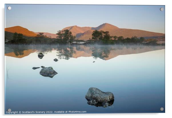 Rannoch moor reflections, highlands Scotland. Acrylic by Scotland's Scenery