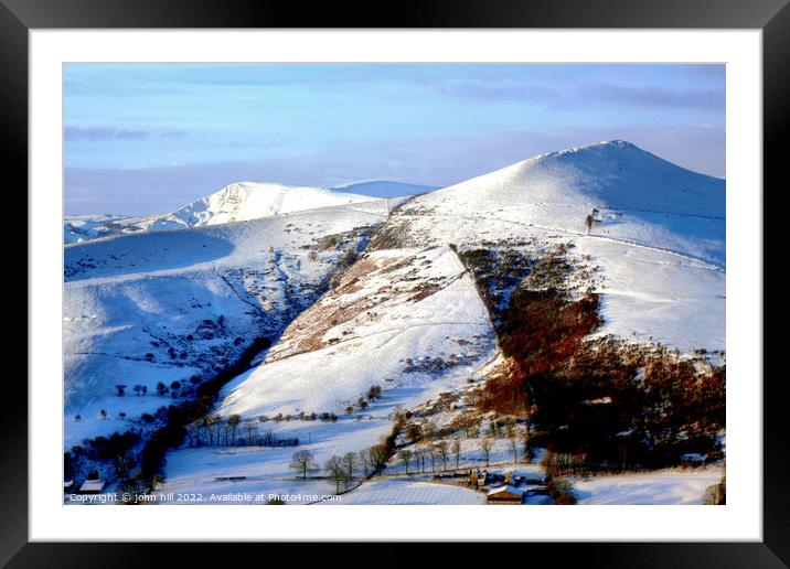 Mountains at Sunrise in Winter Derbyshire, UK. Framed Mounted Print by john hill