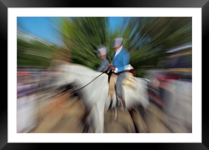 Riders in the yearly pilgrimage of Carmona, Seville Framed Mounted Print by Jose Manuel Espigares Garc