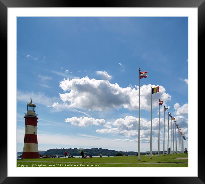 Majestic Smeatons Lighthouse on Plymouth Hoe Framed Mounted Print by Stephen Hamer