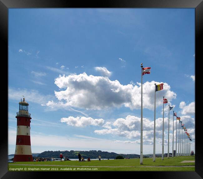 Majestic Smeatons Lighthouse on Plymouth Hoe Framed Print by Stephen Hamer