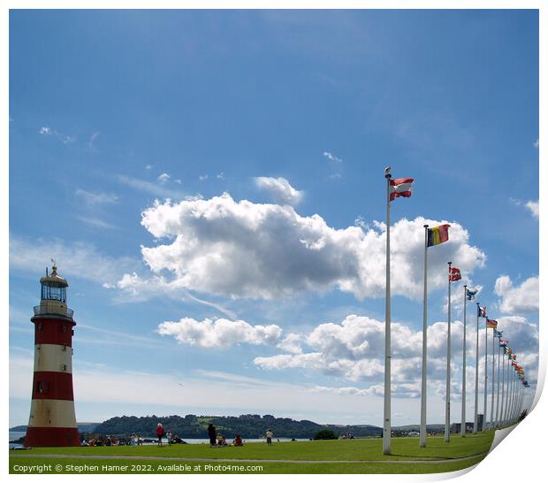 Majestic Smeatons Lighthouse on Plymouth Hoe Print by Stephen Hamer
