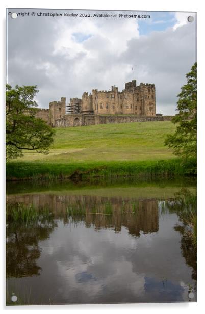 Reflections of Alnwick Castle Acrylic by Christopher Keeley