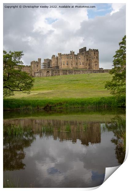 Reflections of Alnwick Castle Print by Christopher Keeley