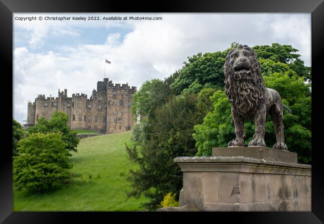 Alnwick Castle lion statue Framed Print by Christopher Keeley