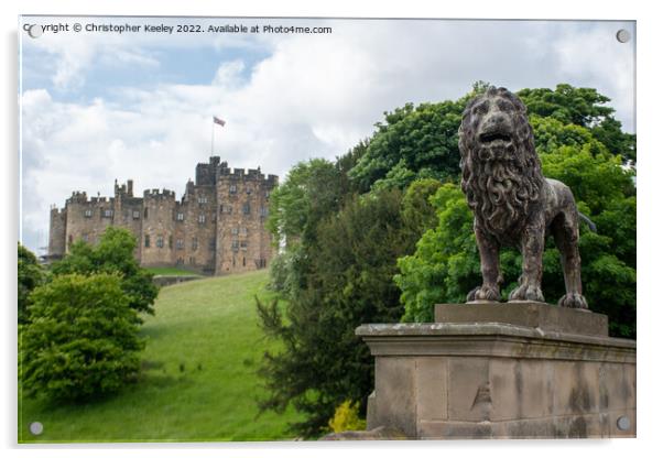 Alnwick Castle lion statue Acrylic by Christopher Keeley