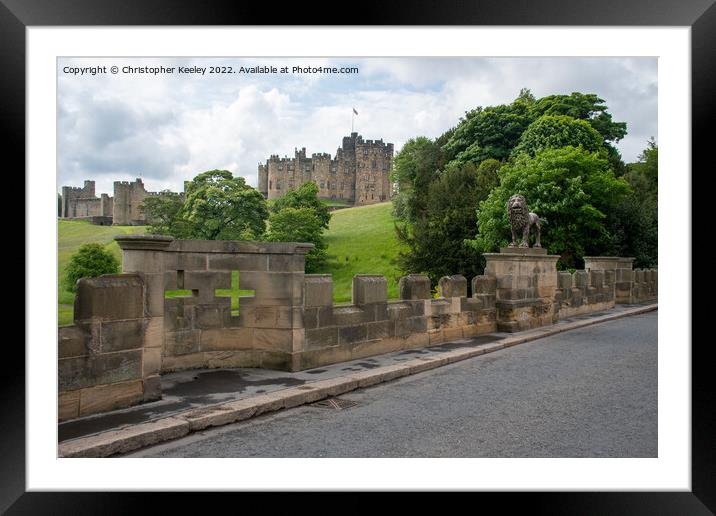 Alnwick Castle from bridge Framed Mounted Print by Christopher Keeley