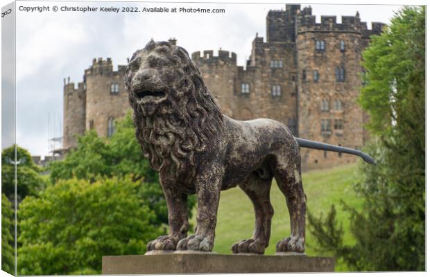 Lion statue at Alnwick Castle Canvas Print by Christopher Keeley