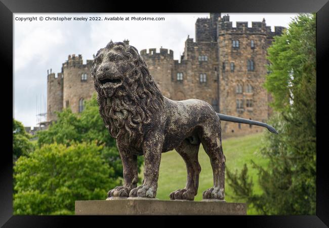 Lion statue at Alnwick Castle Framed Print by Christopher Keeley