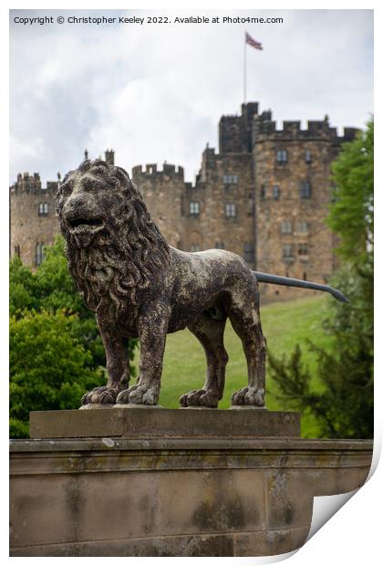 Alnwick Castle lion statue Print by Christopher Keeley
