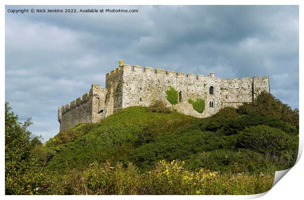 Manorbier Castle south coast of Pembrokeshire September Print by Nick Jenkins