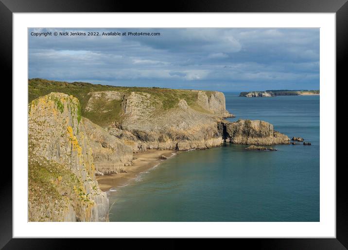 Skrinkle Haven Beach and Cliffs Pembrokeshire Framed Mounted Print by Nick Jenkins