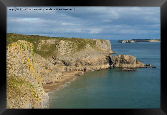 Skrinkle Haven Beach and Cliffs Pembrokeshire Framed Print by Nick Jenkins