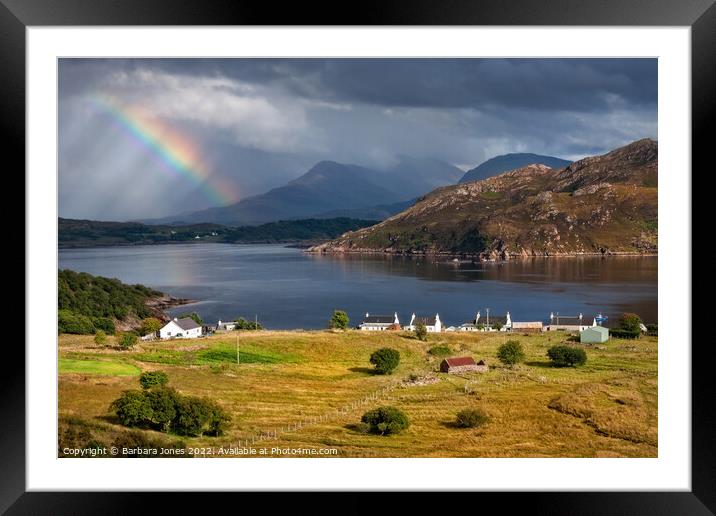 NC500 Rainbow, Applecross Coastal Route Scotland Framed Mounted Print by Barbara Jones