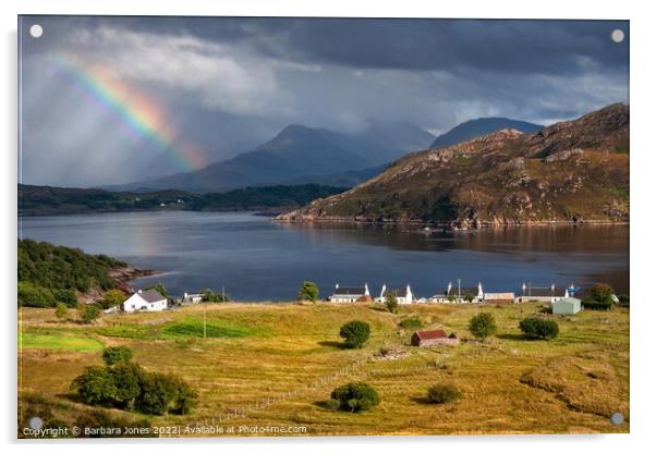 NC500 Rainbow, Applecross Coastal Route Scotland Acrylic by Barbara Jones