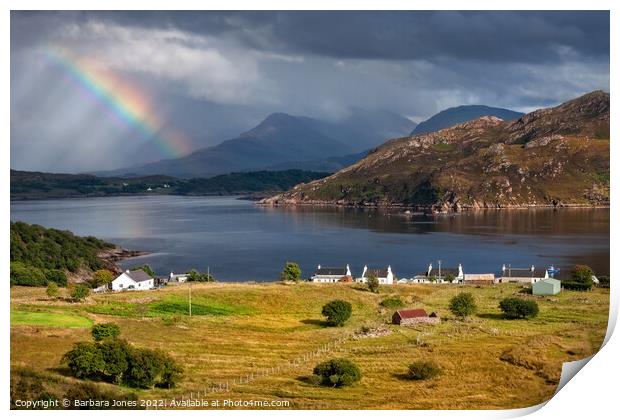 NC500 Rainbow, Applecross Coastal Route Scotland Print by Barbara Jones