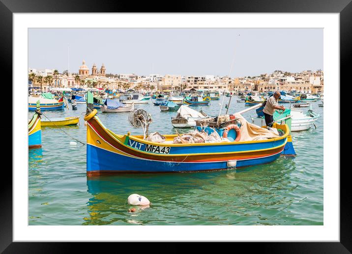 Luzzu boat in Marsaxlokk Framed Mounted Print by Jason Wells
