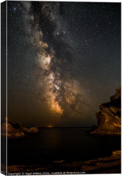 Milky Way from the Dorset Coast Canvas Print by Nigel Wilkins