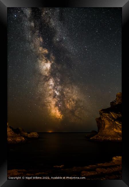 Milky Way from the Dorset Coast Framed Print by Nigel Wilkins