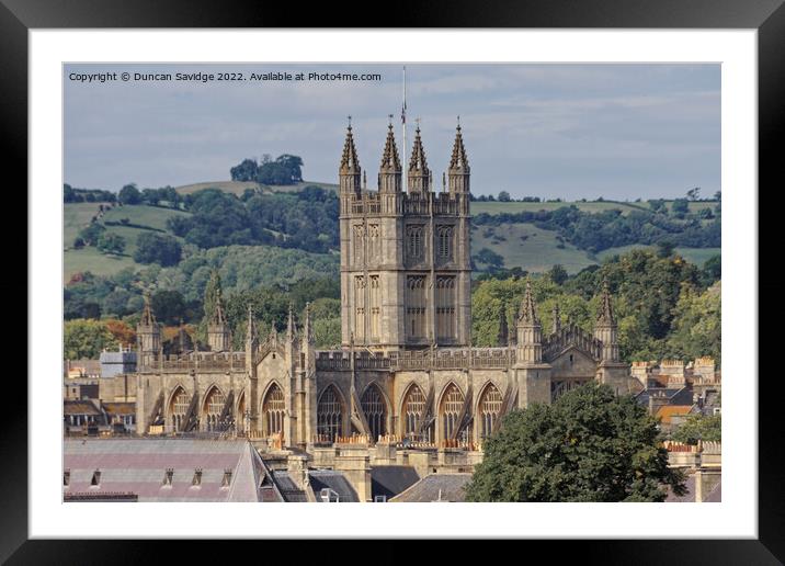 Bath Abbey standing tall amongst the Bath Skyline Framed Mounted Print by Duncan Savidge