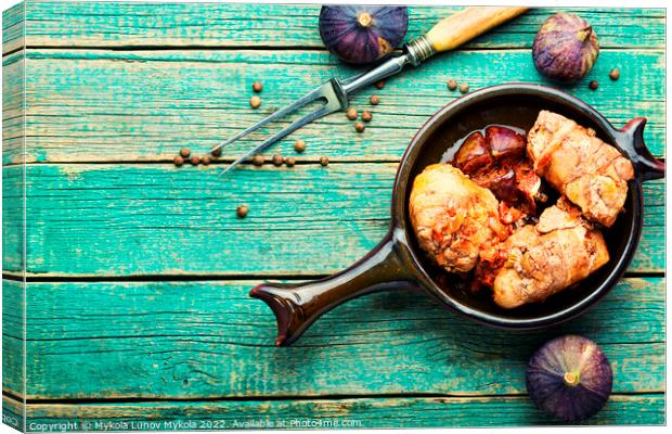 Chicken breast roll roast with figs Canvas Print by Mykola Lunov Mykola