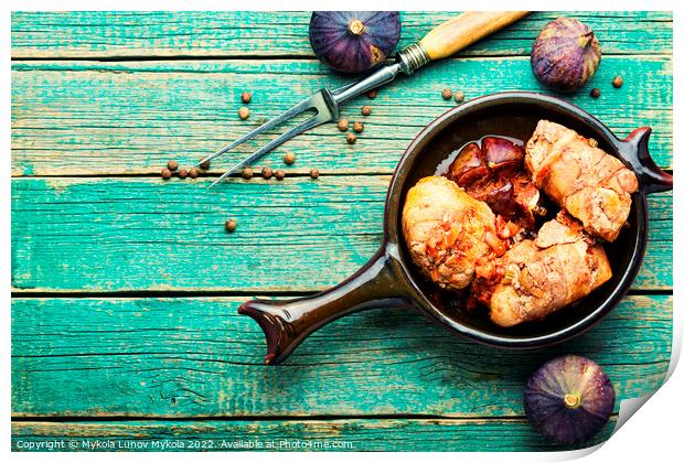 Chicken breast roll roast with figs Print by Mykola Lunov Mykola
