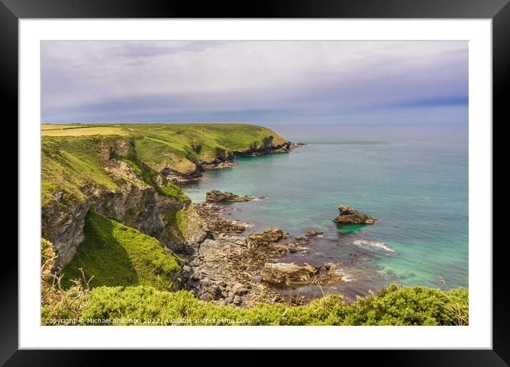 Cornish Coastline between Navax Point and Hell's M Framed Mounted Print by Michael Shannon
