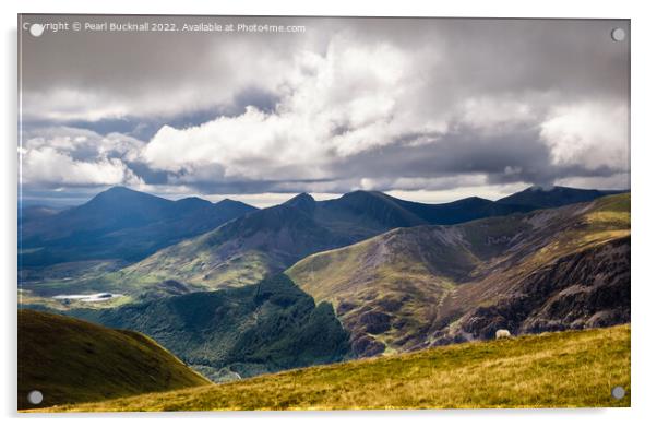 Nantlle Ridge View from Moel Eilio in Snowdonia Acrylic by Pearl Bucknall