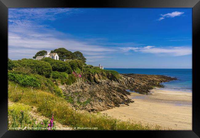 The beach at Chapel Point in Cornwall Framed Print by Michael Shannon