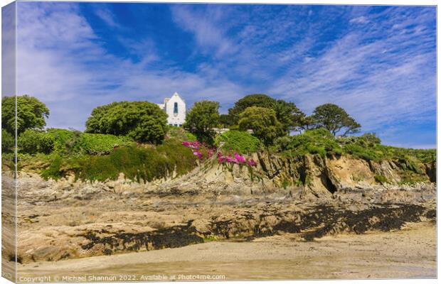 Chapel Point beach and headland in Cornwall Canvas Print by Michael Shannon